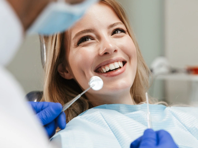 happy dental patient during dental exam